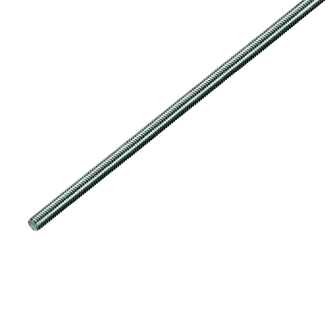Фото товара Шпилька резьбовая М6 х 2000 мм белый цинк вид спереди