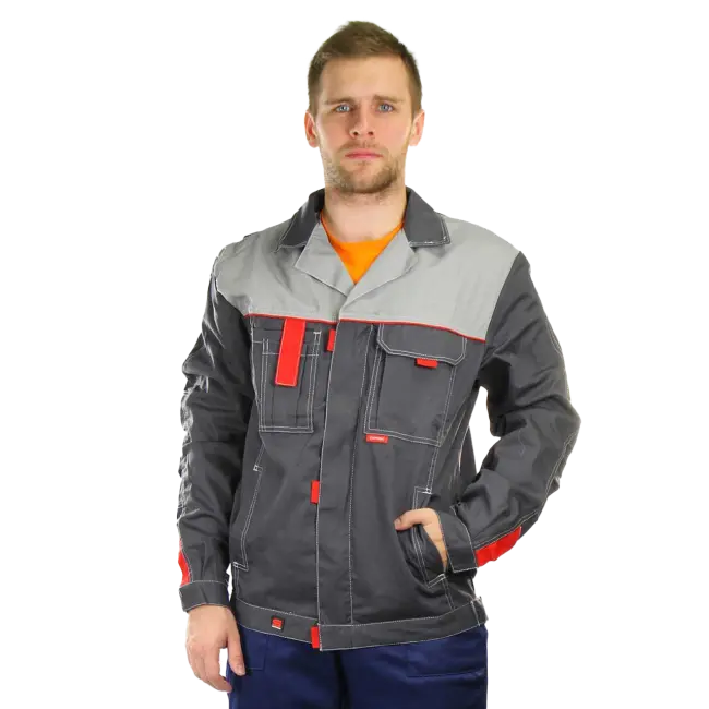 Фото товара Куртка рабочая Фаворит-Люкс, темно-серый+серый вид спереди