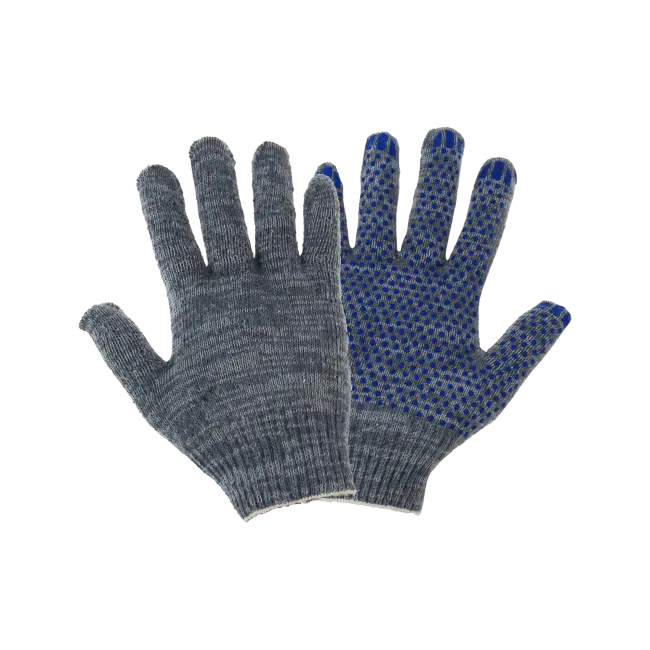 Фото товара Перчатки х/б с ПВХ, 50гр, 10 класс, точка, арт. 0014Р-2, серые вид спереди