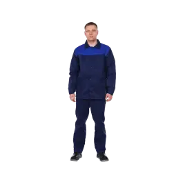 Фото товара Костюм рабочий Стандарт, куртка+брюки, темно-синий+василек вид спереди
