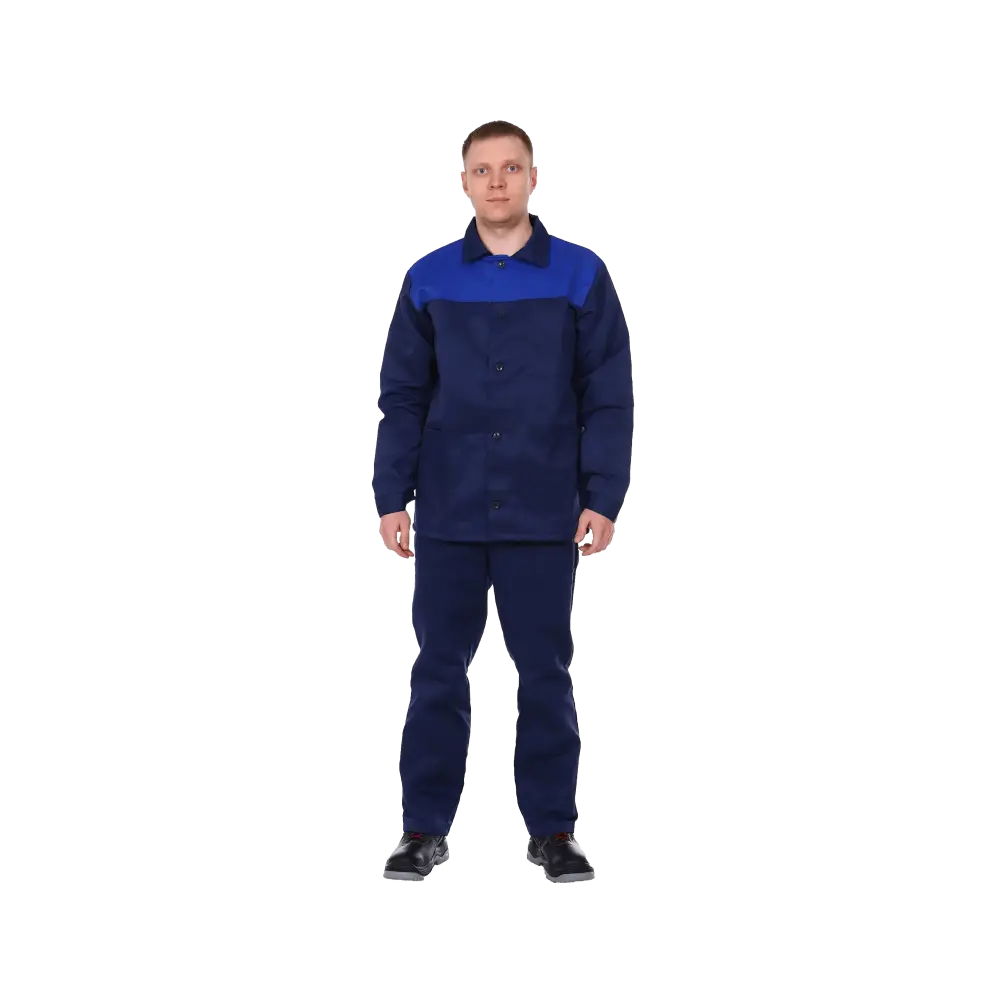 Костюм рабочий Стандарт, куртка+брюки, темно-синий+василек