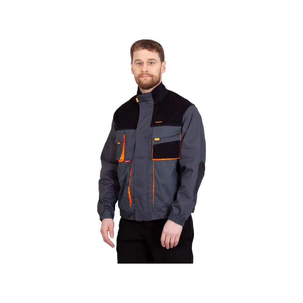 Куртка рабочая Манхеттен укороченная, темно-серый+оранж+черный