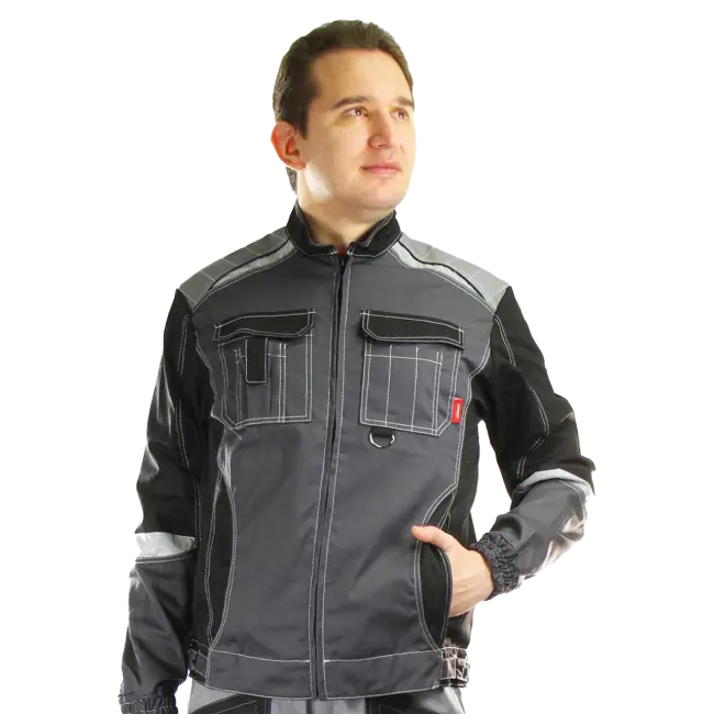 Фото товара Куртка рабочая Фаворит-Мега, серый+черный вид спереди