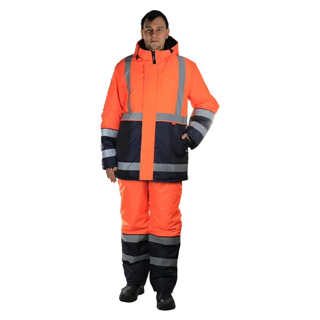 Фото товара Костюм рабочий Магистраль-3 утепленный, куртка+полукомбинезон, оранж вид спереди