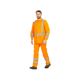 Фото товара Костюм рабочий Дорожник, куртка+полукомбинезон, оранжевый вид спереди