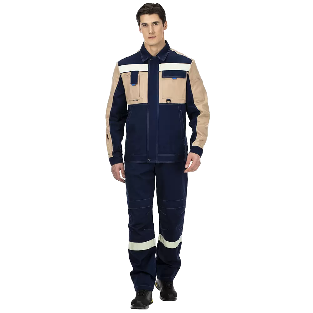 Костюм рабочий Таль, куртка+полукомбинезон, синий+бежевый