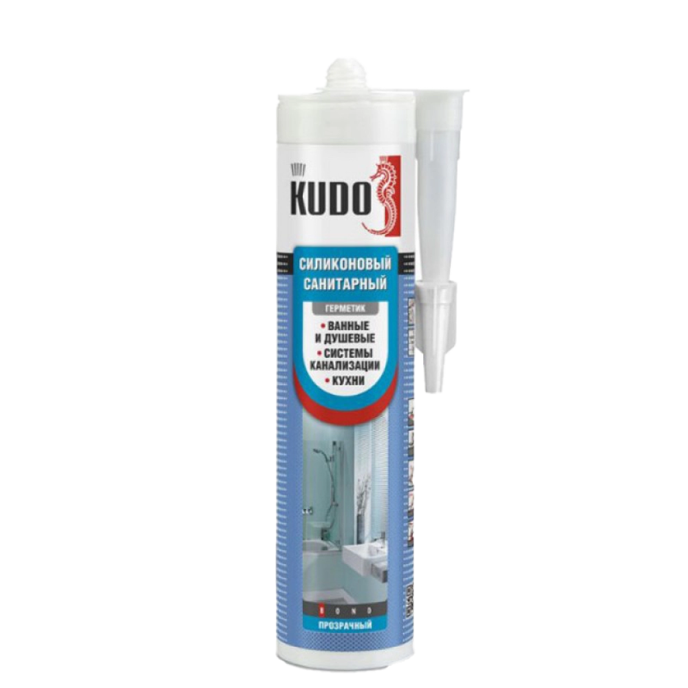 Герметик силиконовый санитарный прозрачный KUDO 280 мл.
