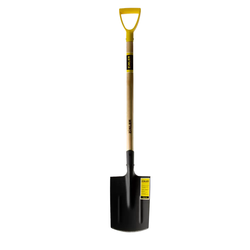 Лопата ZINLER штыковая прямоугольная с деревянным черенком и ручкой 740 мм, ЛШПЧ2р