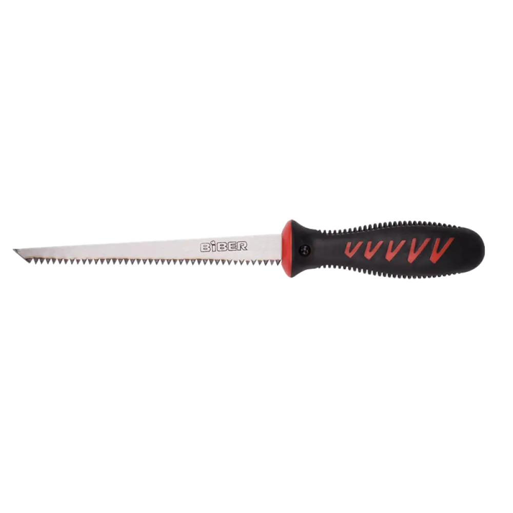 Ножовка по гипсокартону средний зуб, 150 мм, обрезиненная рукоятка, Biber 85692 Профи 
