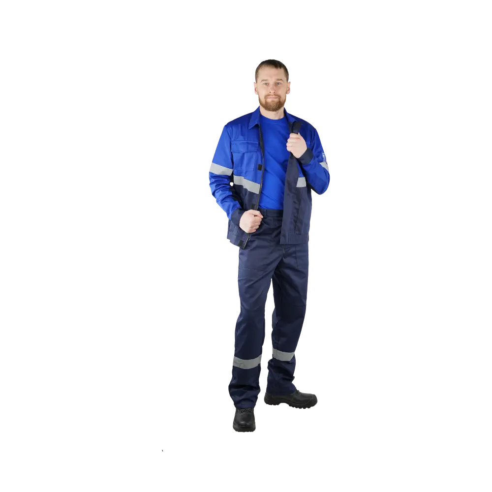 Костюм рабочий Вираж-Антистат, куртка+брюки, темно-синий+василек