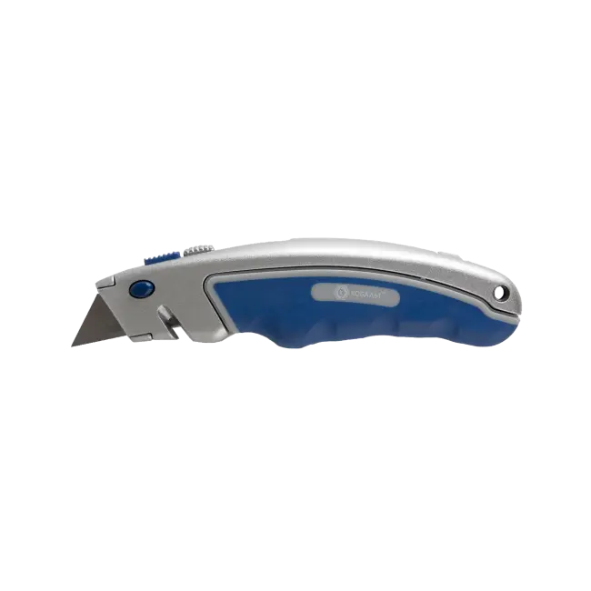 Фото товара Нож технический трапециевидные лезвия 19 мм металлический корпус 6 шт/уп, Кобальт 242-076 вид спереди