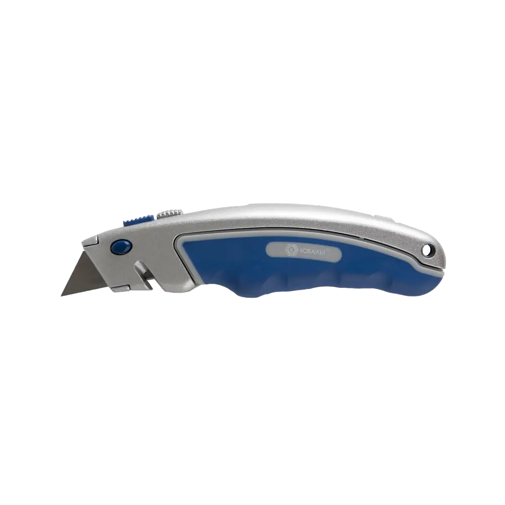 Нож технический трапециевидные лезвия 19 мм металлический корпус 6 шт/уп, Кобальт 242-076
