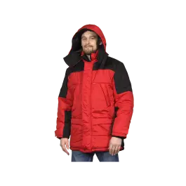 Фото товара Куртка рабочая Европа утепленная, красный+черный вид спереди