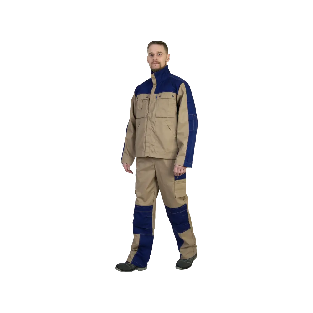 Костюм рабочий ФАП-Стиль, куртка+полукомбинезон, бежевый+синий
