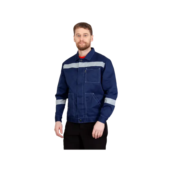 Фото товара Куртка рабочая Пантеон с СОП, темно-синяя вид спереди