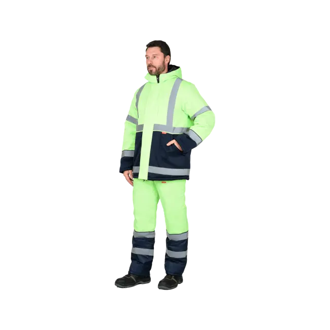 Фото товара Костюм рабочий Магистраль-3 утепленный, куртка+полукомбинезон, синий+лимон вид спереди