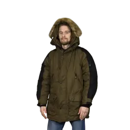 Фото товара Куртка рабочая Премьер утепленная, олива+черный вид спереди