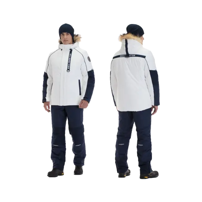 Фото товара Костюм рабочий Байкал Винтер Тур утепленный, куртка+брюки, белый+синий вид спереди
