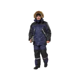 Фото товара Костюм рабочий Полярник утепленный, куртка+полукомбинезон, темно-синий+черный вид спереди