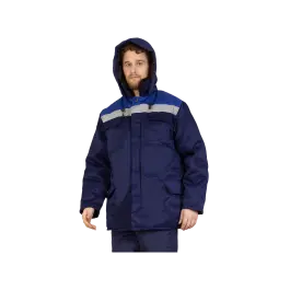 Фото товара Куртка рабочая Бригадир утепленная с СОП на пуговицах с капюшоном вид спереди