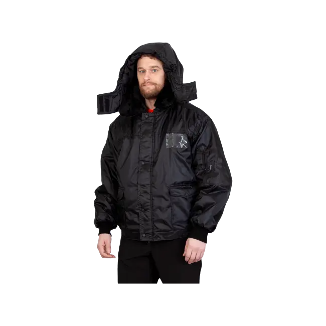 Фото товара Куртка охранника Альфа утепленная, черная вид спереди