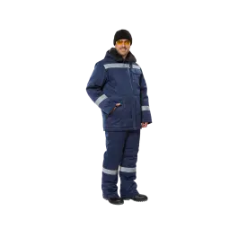 Фото товара Костюм рабочий Легион утепленный, куртка+полукомбинезон, синий+василек вид спереди