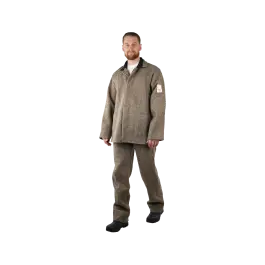 Фото товара Костюм сварщика суконный с огнестойкой пропиткой, куртка+брюки, серый вид спереди