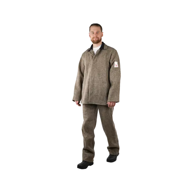 Фото товара Костюм рабочий суконный с огнестойкой пропиткой, куртка+брюки, серый вид спереди