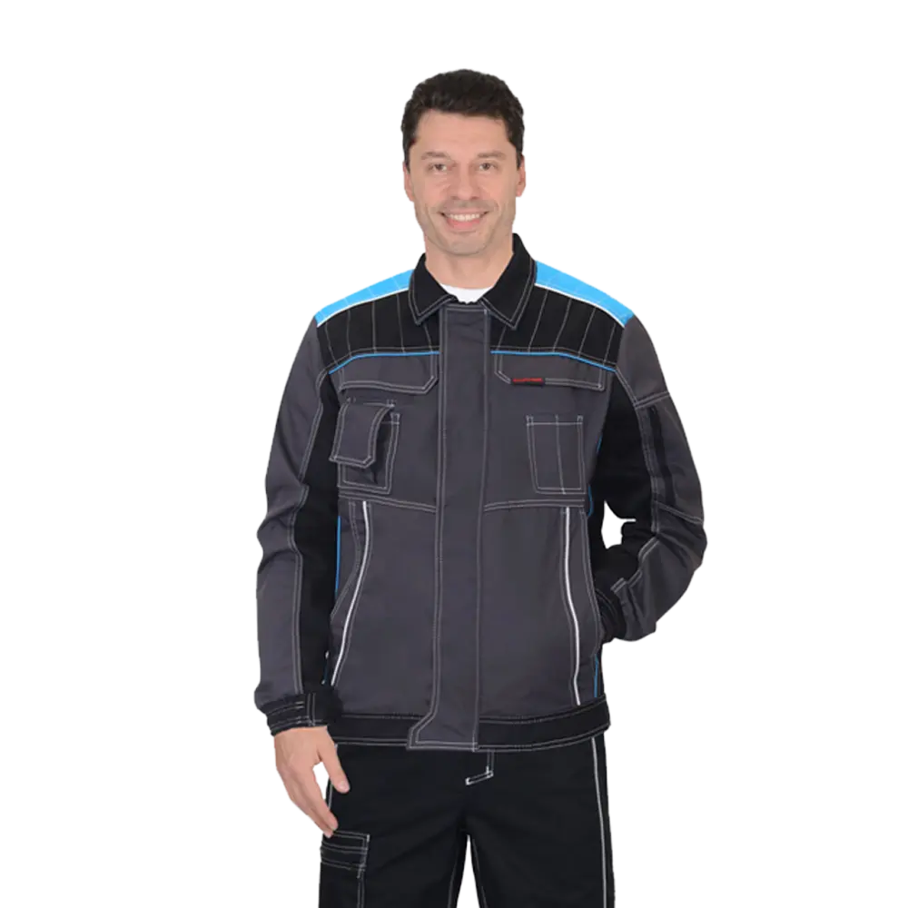 Куртка рабочая Престиж, темно-серый+черный+голубой
