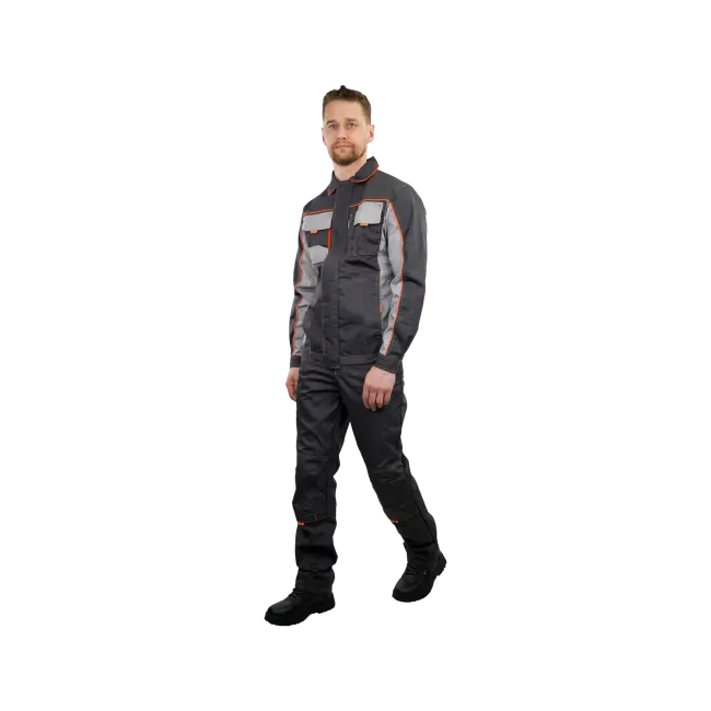 Фото товара Костюм рабочий Бренд, куртка+брюки, серый вид спереди