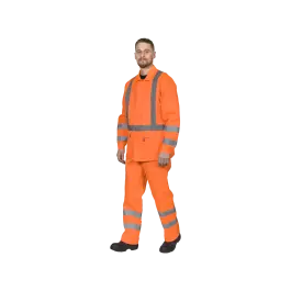 Фото товара Костюм рабочий Дорожник-2 3кл. защиты, куртка+полукомбинезон, оранжевый вид спереди