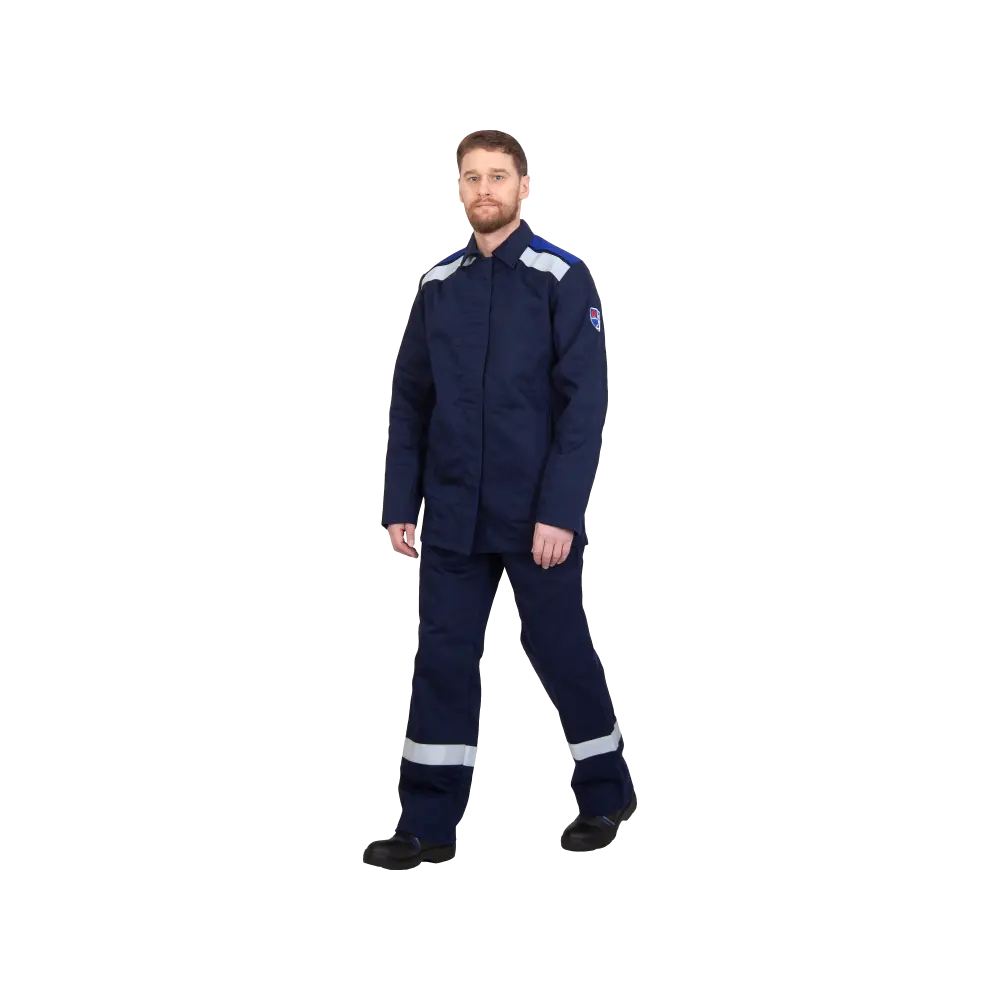 Костюм сварщика 2 класса защиты 100% ХБ с огнестойкой пропиткой, куртка+брюки, синий+василек