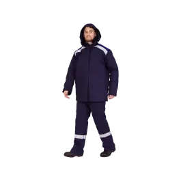 Фото товара Костюм сварщика утепленный с огнестойкой пропиткой, куртка+полукомбинезон, темно-синий вид спереди