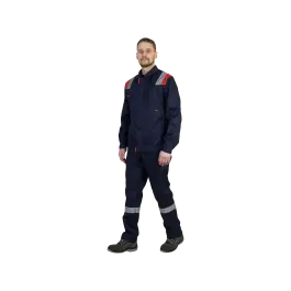 Фото товара Костюм рабочий Анкер, куртка+полукомбинезон, синий+красный вид спереди