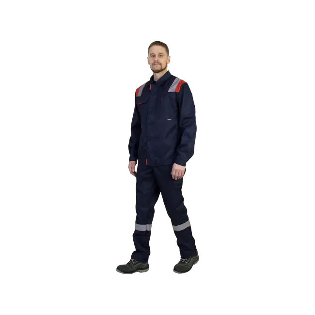 Фото товара Костюм рабочий Анкер, куртка+полукомбинезон, синий+красный вид спереди