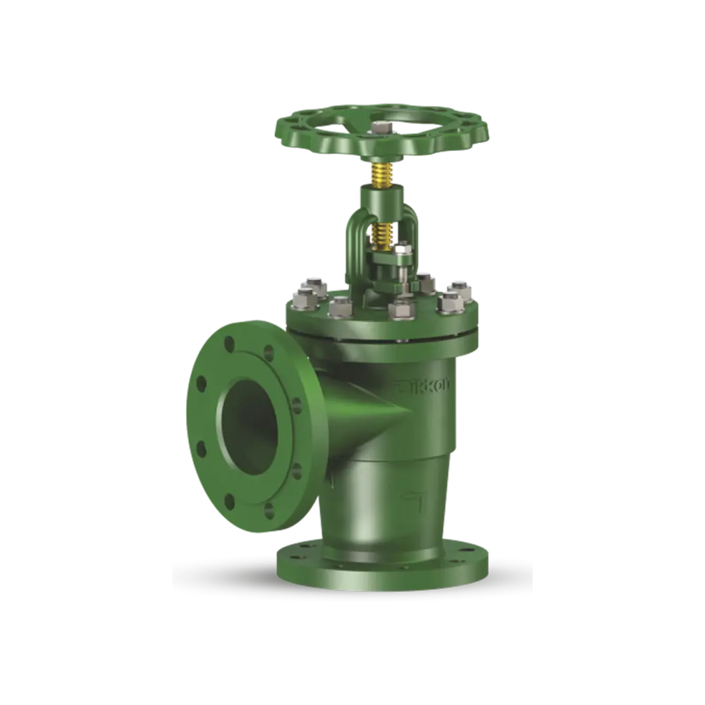 Клапан запорный фланцевый угловой DN50 PN16, чугун GG-25 (DIN)