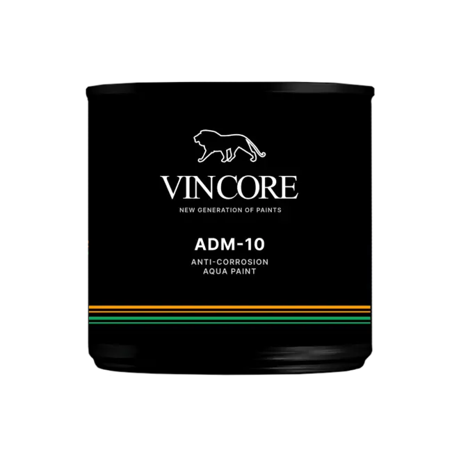 Фото товара Краска-грунт VinCore ADM-10 антикоррозинная на водной основе, черная 1 кг вид спереди