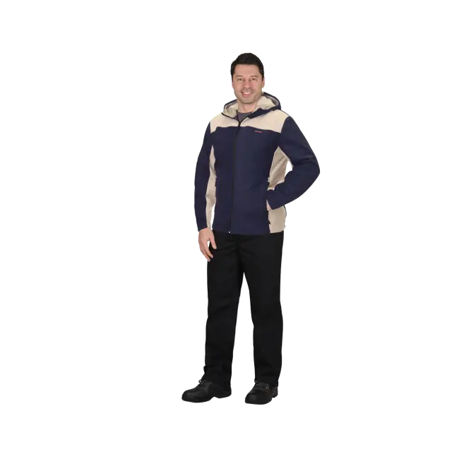 Фото товара Куртка флисовая Техно, темно-синий+бежевый вид спереди
