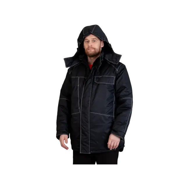 Фото товара Куртка рабочая Викинг утеплённая, чёрная вид спереди