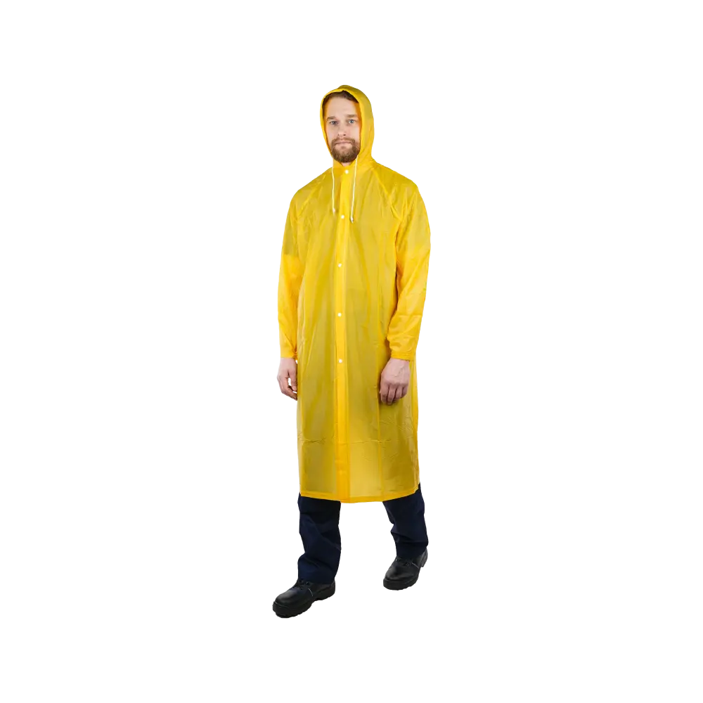 Плащ-дождевик №4 влагозащитный из ПВХ желтый, с капюшоном, для мужчин и женщин