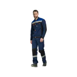 Фото товара Костюм рабочий Модуль, куртка+брюки, синий+черный+василек вид спереди