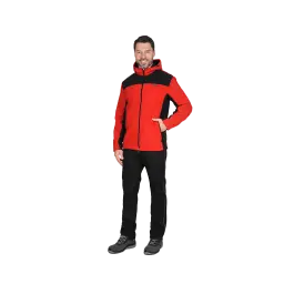 Фото товара Куртка флисовая Техно, красный+черный (уценка) (нет ограничителя молнии) вид спереди