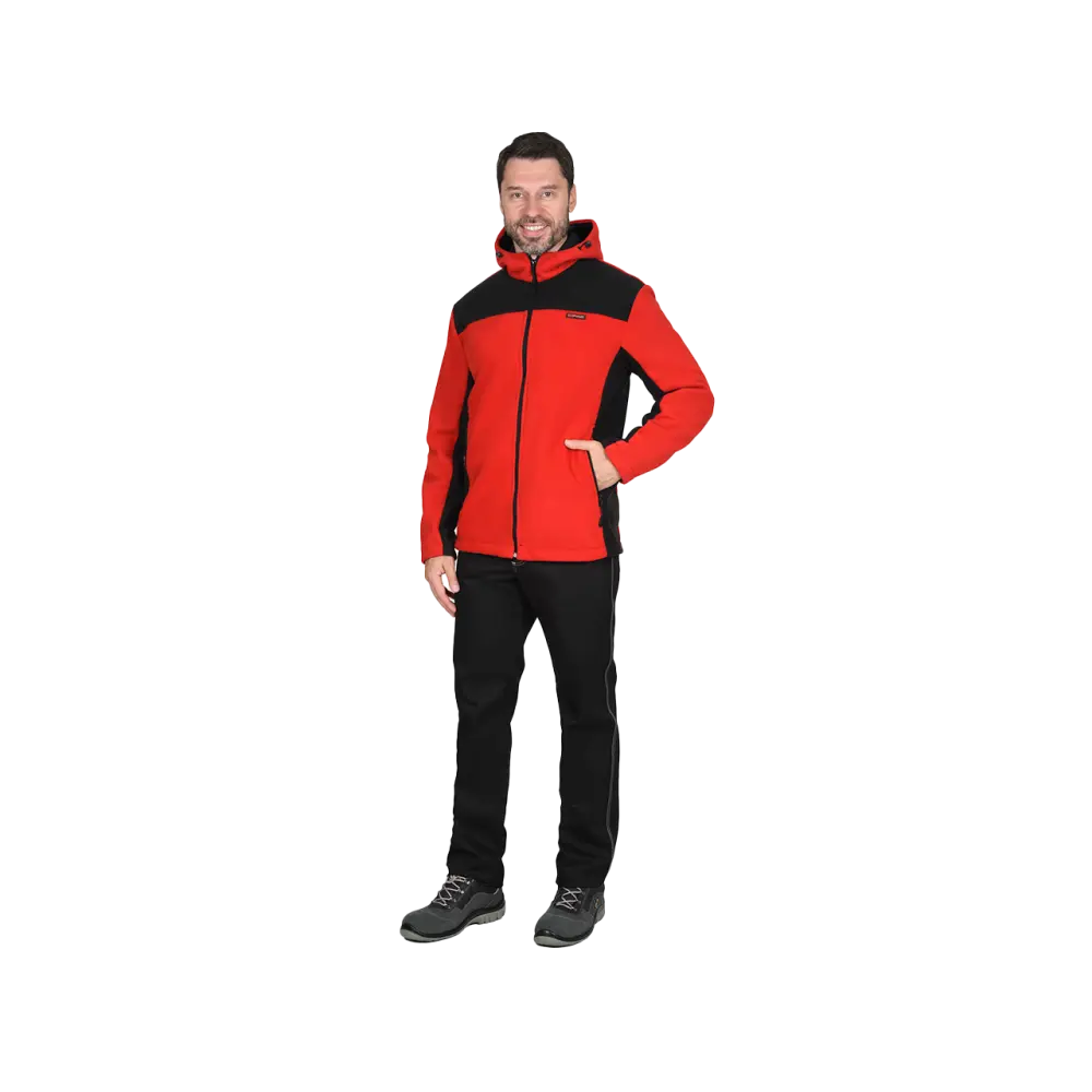 Куртка флисовая Техно, красный+черный (уценка) (нет ограничителя молнии)