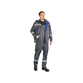 Фото товара Костюм рабочий Грань с капюшоном, куртка+полукомбинезон, серый вид спереди