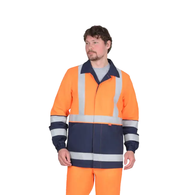 Фото товара Куртка рабочая Терминал-3-Росс, оранж+темно-синий вид спереди