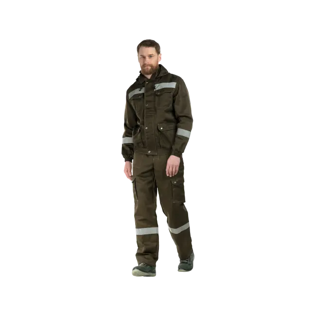 Фото товара Костюм рабочий Антей с СОП, куртка+полукомбинезон, хаки вид спереди