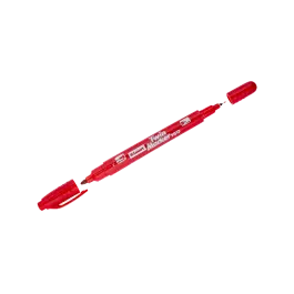 Фото товара Маркер перманентный двухсторонний пулевидный 0,7/1,0 мм, Luxor 3013, красный вид спереди