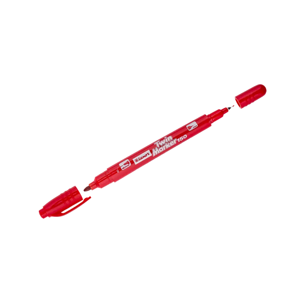 Маркер перманентный двухсторонний пулевидный 0,7/1,0 мм, Luxor 3013, красный