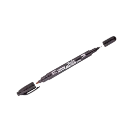 Фото товара Маркер перманентный двухсторонний пулевидный 0,7/1,0 мм, Luxor 3011, черный вид спереди