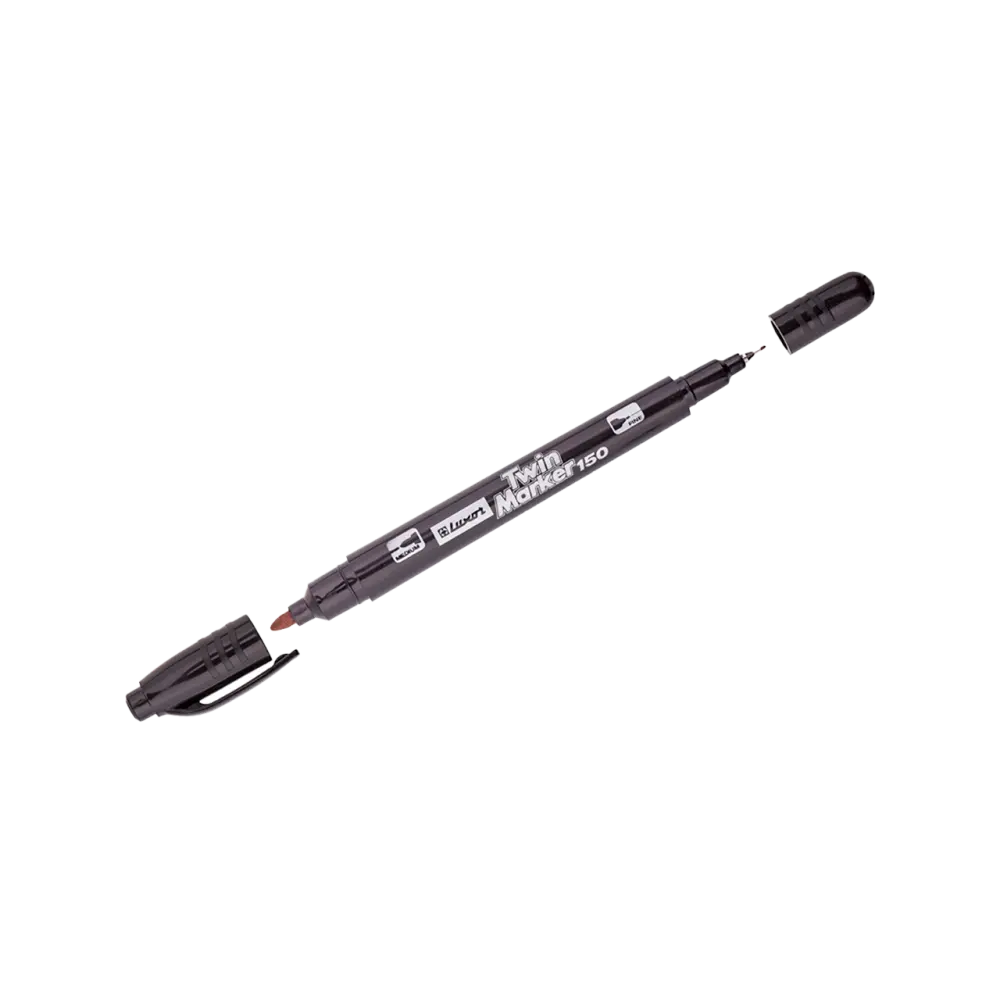 Маркер перманентный двухсторонний пулевидный 0,7/1,0 мм, Luxor 3011, черный